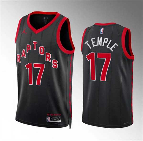 Mens Toronto Raptors #17 Garrett Temple Black Statement Edition Stitched Basketball Jersey Dzhi